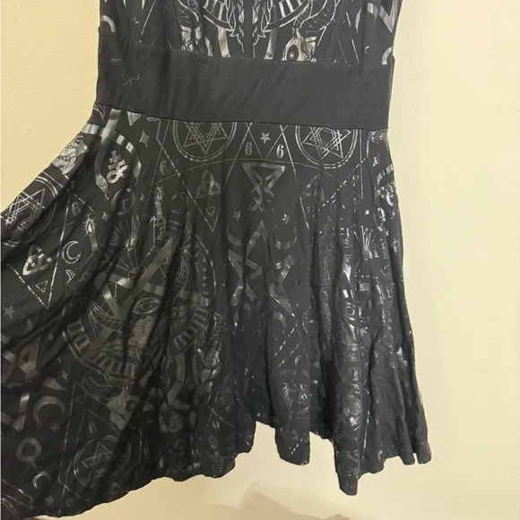 Killstar Vicky Veil Black Skater Dress Occult Print Size Medium - Picture 14 of 14